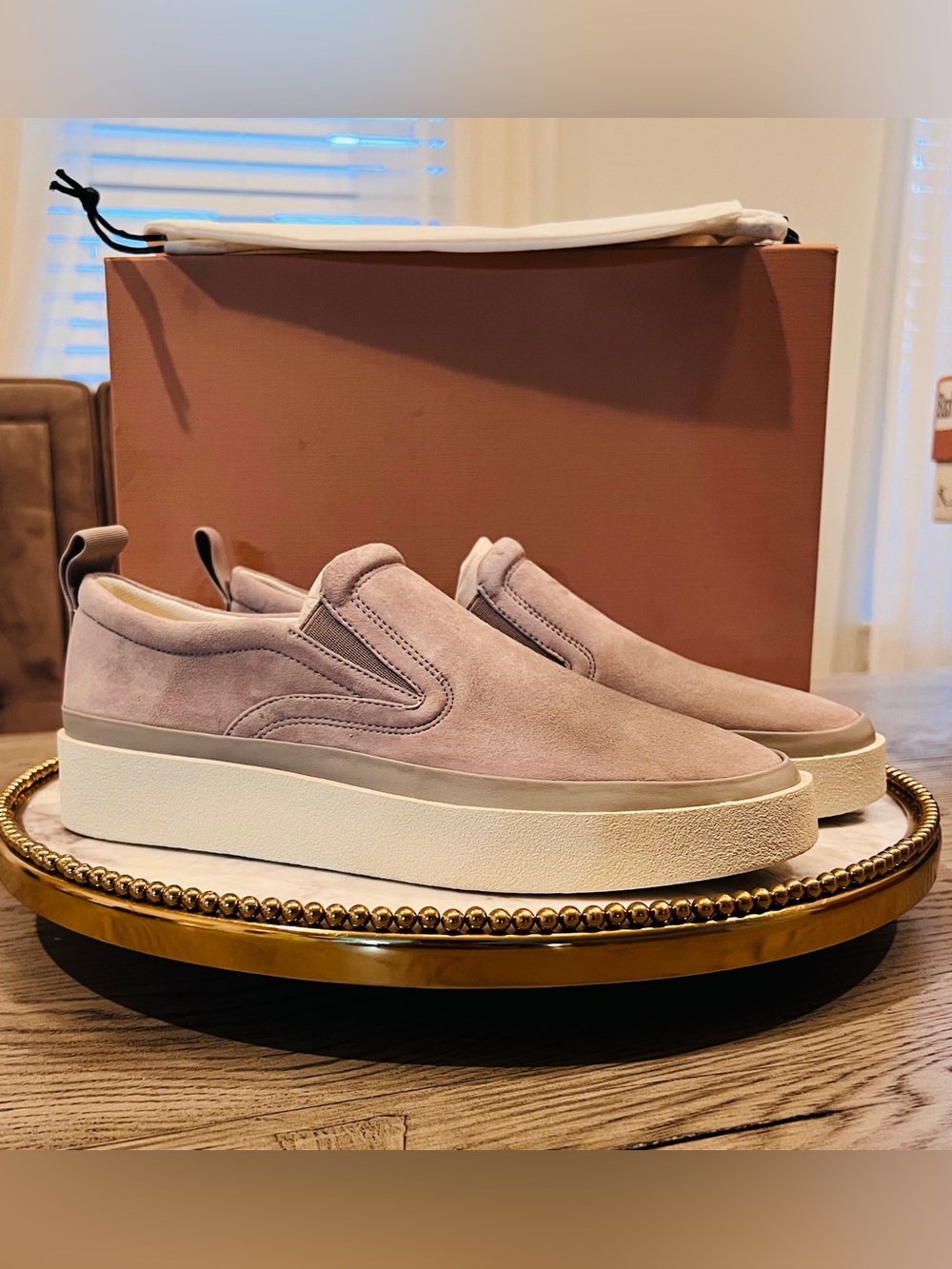 Via Spiga V-Markie Frost Suede Slip-On Sneakers | SZ. 7.5 (NWB)